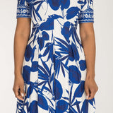 Pleated waist short jersey dress - Blue