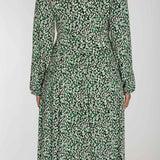 Pleated waist midi jersey dress - Black