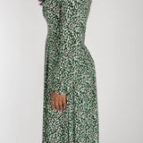 Pleated waist midi jersey dress - Black