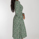 Pleated waist midi jersey dress - Black