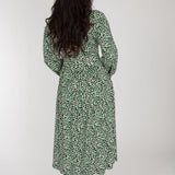 Pleated waist midi jersey dress - Black