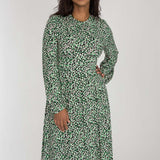 Pleated waist midi jersey dress - Black