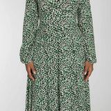 Pleated waist midi jersey dress - Black