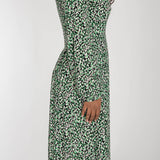 Pleated waist midi jersey dress - Black