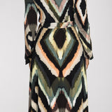 Puff sleeve midi wrap jersey dress - Black