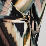 Puff sleeve midi wrap jersey dress - Black