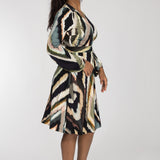 Puff sleeve short wrap jersey dress - Black