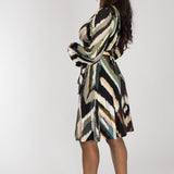 Puff sleeve short wrap jersey dress - Black