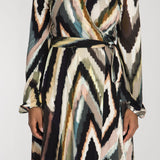 Puff sleeve short wrap jersey dress - Black