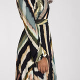 Puff sleeve short wrap jersey dress - Black