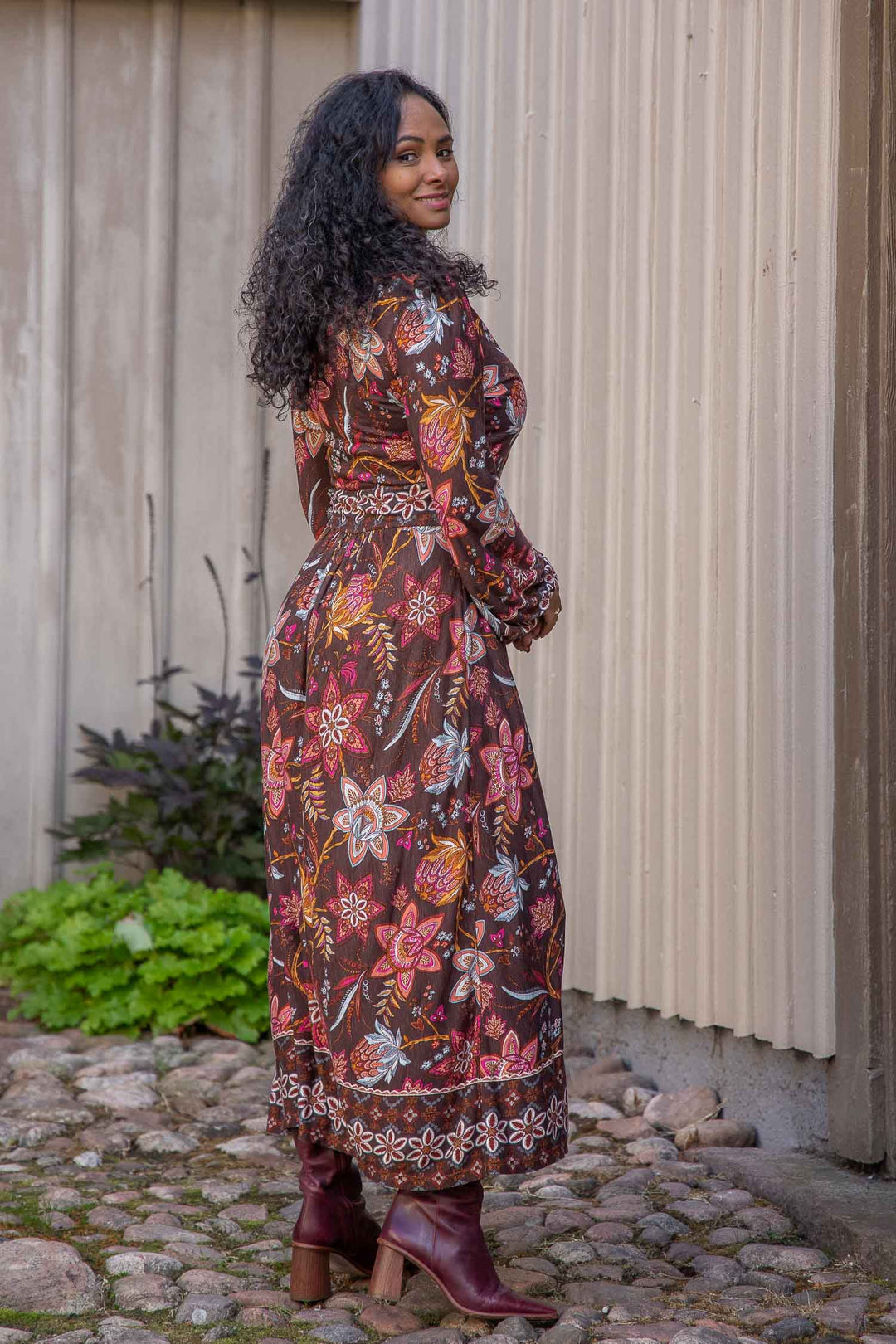 Pure boho midi jersey dress - Brown