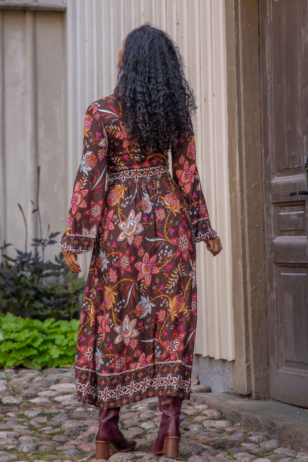 Pure boho midi jersey dress - Brown
