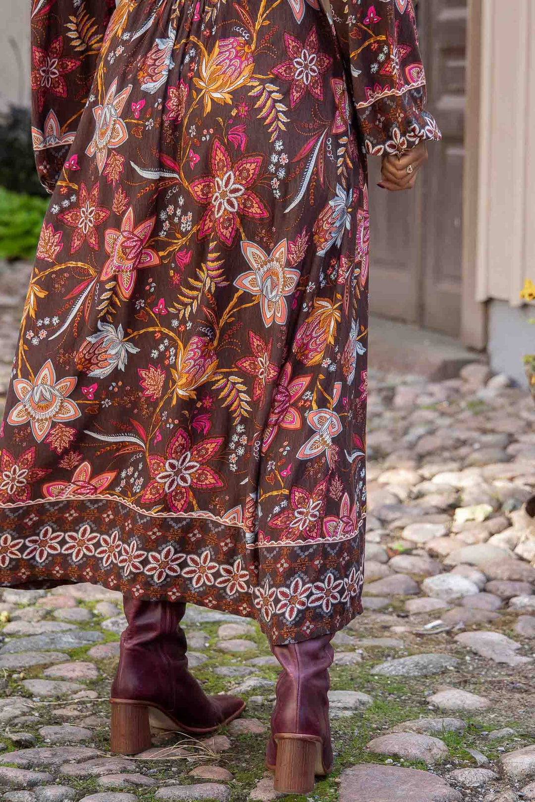 Pure boho midi jersey dress - Brown