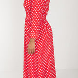Pure EcoVero woven viscose midi dress - Red flowers - Röd-vit mönstrad, vadlång skjortklänning