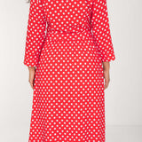 Pure EcoVero woven viscose midi dress - Red flowers - Röd-vit mönstrad, vadlång skjortklänning