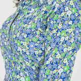 Pure EcoVero woven viscose midi dress - Green-blue flowers - Grön-blå mönstrad, vadlång skjortklänning