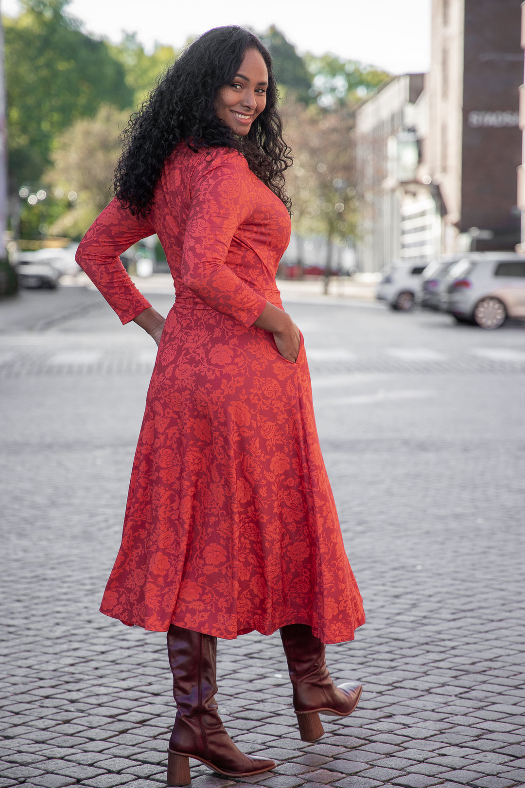 Ready to go midi jersey dress - Red