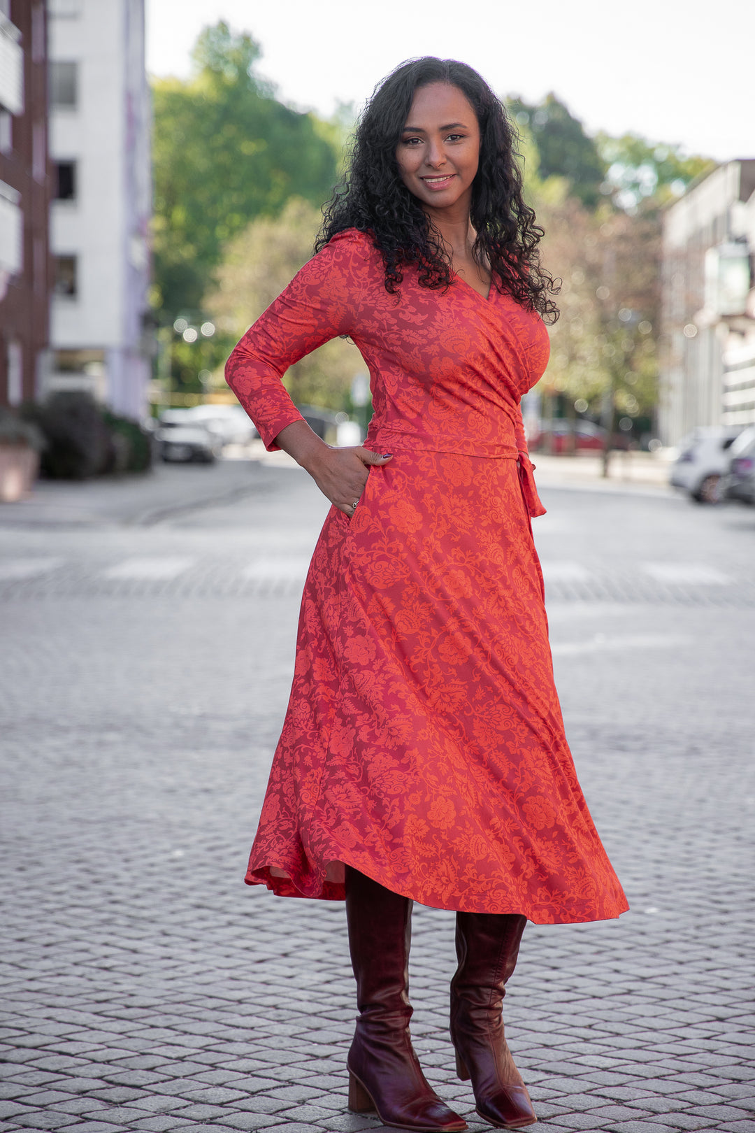 Ready to go midi jersey dress - Red