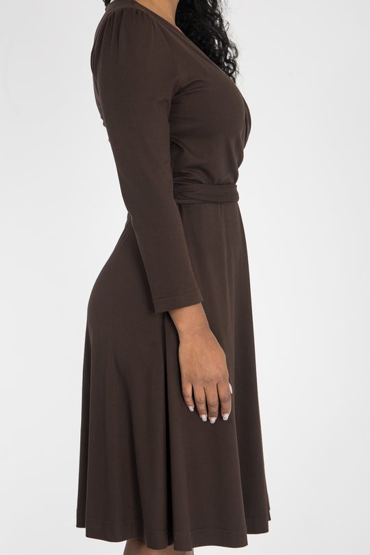 Ready to go short jersey dress - Chocolate Brown