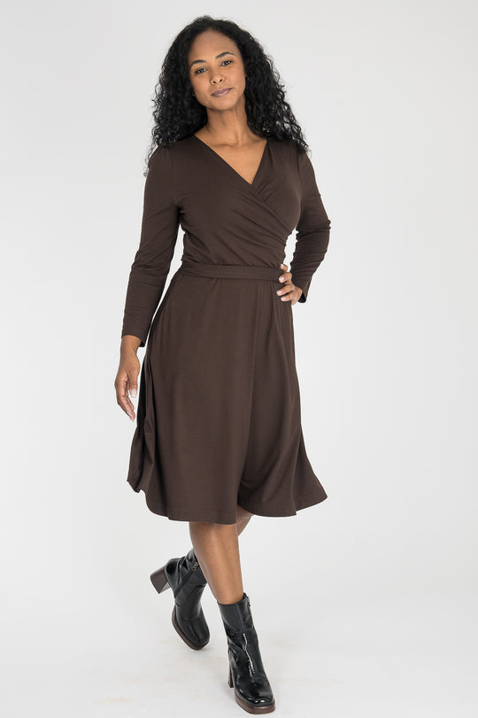 Ready to go short jersey dress - Chocolate Brown