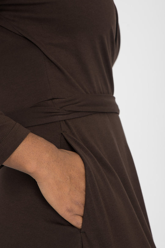 Ready to go short jersey dress - Chocolate Brown