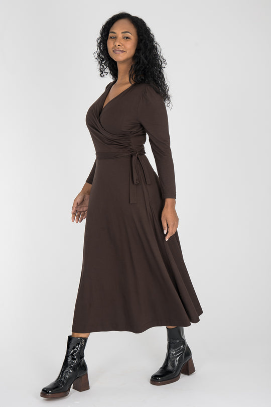 Ready to go midi jersey dress - Chocolate Brown