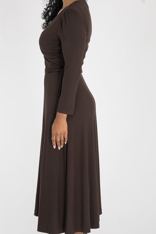 Ready to go midi jersey dress - Chocolate Brown