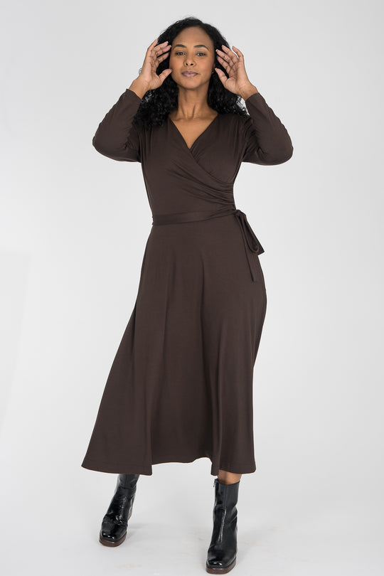 Ready to go midi jersey dress - Chocolate Brown