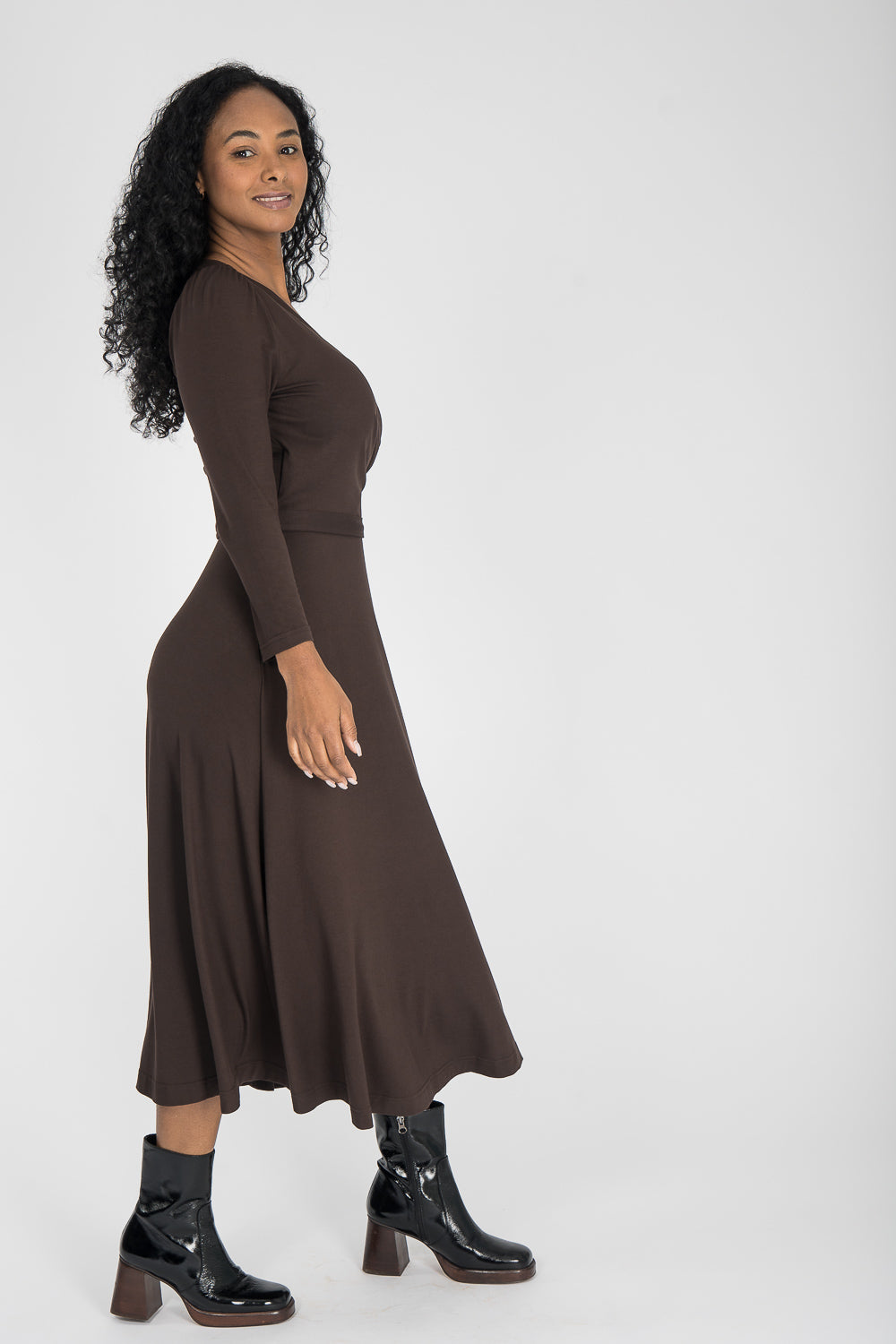 Ready to go midi jersey dress - Chocolate Brown