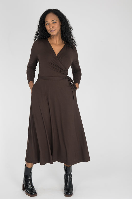 Ready to go midi jersey dress - Chocolate Brown