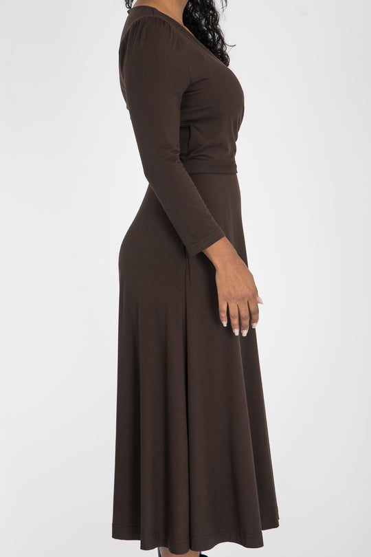 Ready to go midi jersey dress - Chocolate Brown