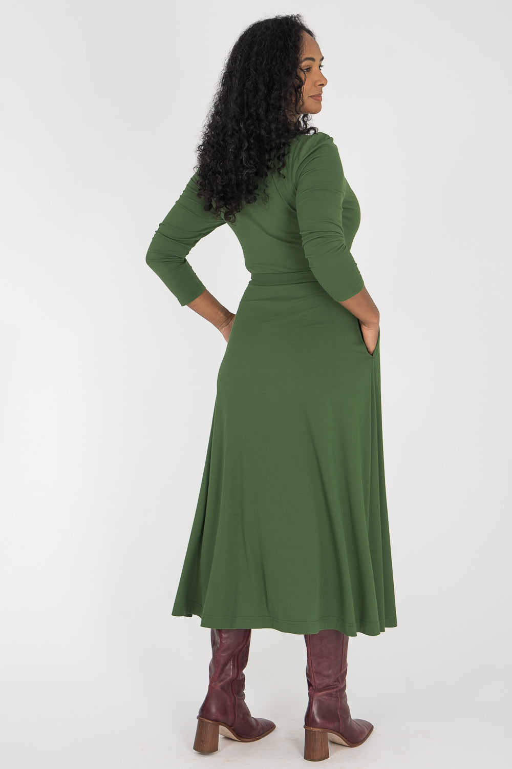 Ready to go midi jersey dress - Forrest Green