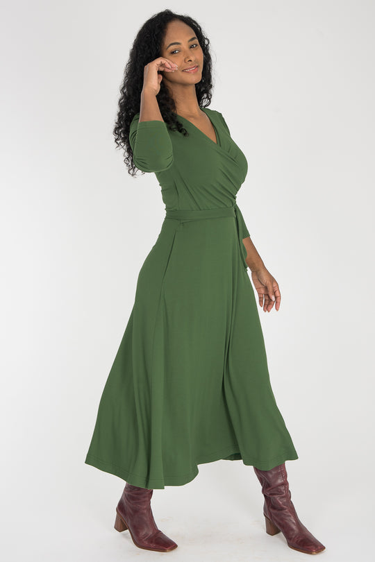 Ready to go midi jersey dress - Forrest Green