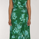 Ruffle wrap midi jersey dress - Green
