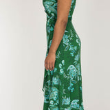 Ruffle wrap midi jersey dress - Green