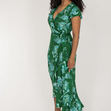 Ruffle wrap midi jersey dress - Green