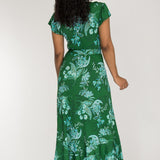 Ruffle wrap midi jersey dress - Green