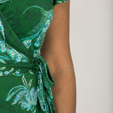 Ruffle wrap midi jersey dress - Green