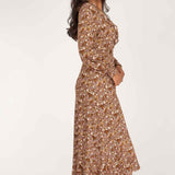 Ruffle wrap midi jersey dress - Nougat