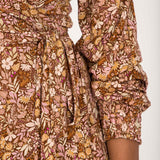 Ruffle wrap midi jersey dress - Nougat