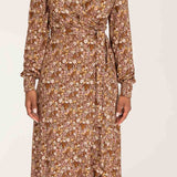 Ruffle wrap midi jersey dress - Nougat