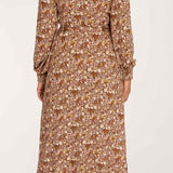 Ruffle wrap midi jersey dress - Nougat