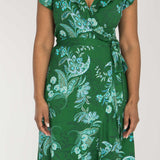 Ruffle wrap short jersey dress - Green