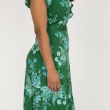 Ruffle wrap short jersey dress - Green