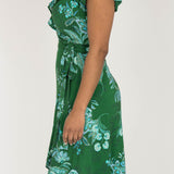 Ruffle wrap short jersey dress - Green