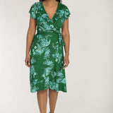 Ruffle wrap short jersey dress - Green