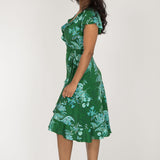 Ruffle wrap short jersey dress - Green
