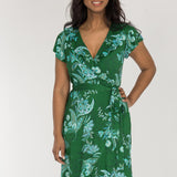 Ruffle wrap short jersey dress - Green