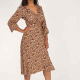 Ruffle wrap short jersey dress - Nougat