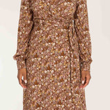 Ruffle wrap short jersey dress - Nougat